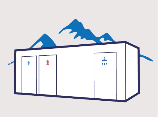 Sanitärcontainer groß mit Flur (20 Fuß)